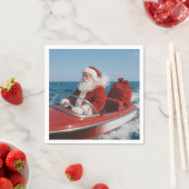 Santa Claus Delivering Gifts By Speedboat Serviette (Beispiel)