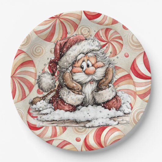 Santa Claus denkt, während er fiel  Pappteller (Vorderseite)