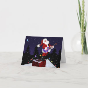Santa Claus, der Elektrische Gitarre spielt Feiertagskarte