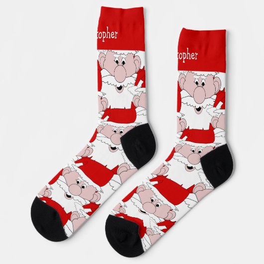 Santa Claus Design Christmas Socken (Linkes Detail)
