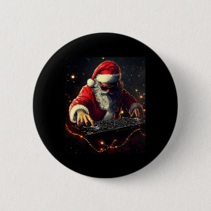Santa Claus Dj Hip Hop Musik Weihnachtsfeier Vibes Button