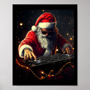 Santa Claus Dj Hip Hop Musik Weihnachtsfeier Vibes Poster