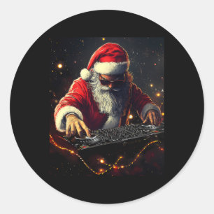 Santa Claus Dj Hip Hop Musik Weihnachtsfeier Vibes Runder Aufkleber