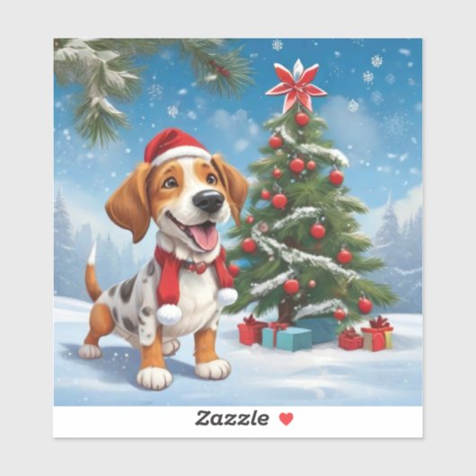 Santa Claus Dog Aufkleber (Blatt)