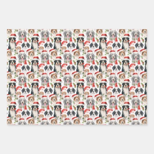 Santa Claus Dogs Pattern Weihnachten Geschenkpapier Set (Vorderseite 2)