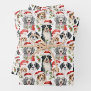 Santa Claus Dogs Pattern Weihnachten Geschenkpapier Set