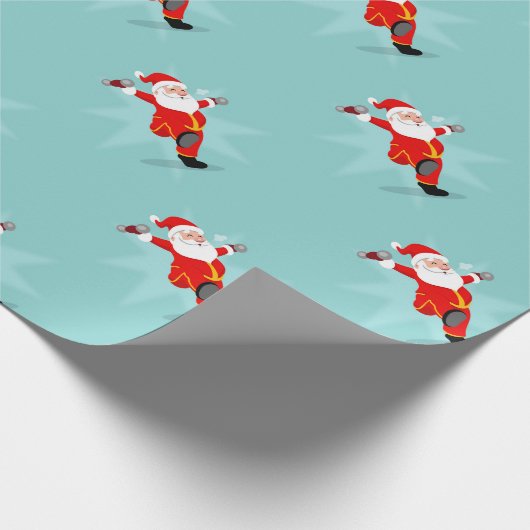 Santa Claus doing fitness exercises Geschenkpapier (Ecke)