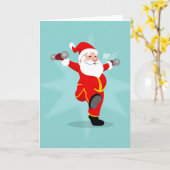 Santa Claus doing fitness exercises Karte (Gelbe Blume)