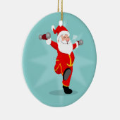 Santa Claus doing fitness exercises Keramik Ornament (Rechts)