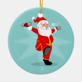 Santa Claus doing fitness exercises Keramik Ornament (Vorne)