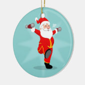 Santa Claus doing fitness exercises Keramik Ornament (Links)