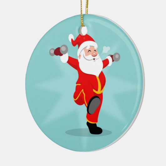 Santa Claus doing fitness exercises Keramik Ornament (Links)