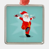 Santa Claus doing fitness exercises Ornament Aus Metall (Vorne)
