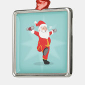 Santa Claus doing fitness exercises Ornament Aus Metall (Links)