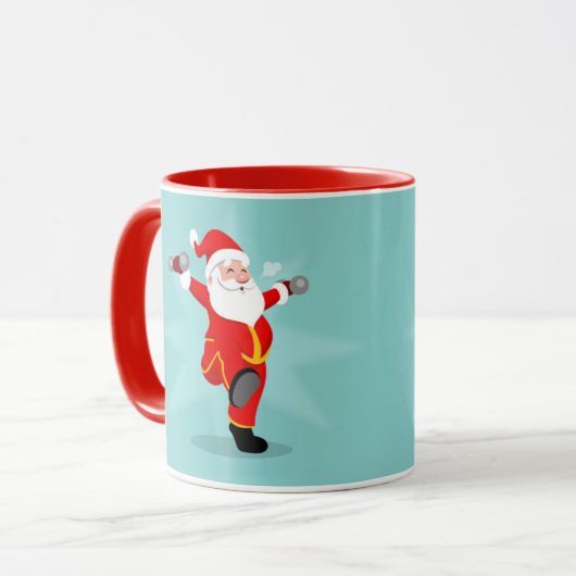 Santa Claus doing fitness exercises Tasse (Vorderseite Links)