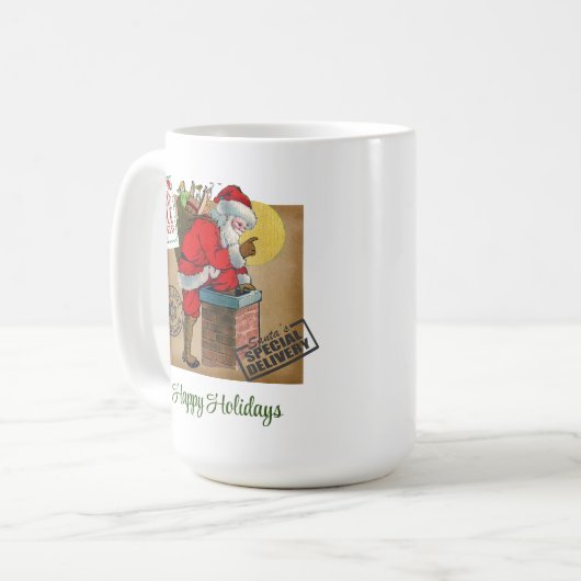 Santa Claus Down The Chimney Classic Tasse, 15 oz Kaffeetasse (Vorderseite Links)