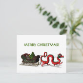 Santa Claus Dragon Feiertagspostkarte (Stehend Vorderseite)