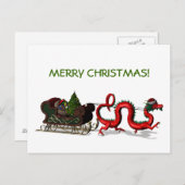 Santa Claus Dragon Feiertagspostkarte (Vorne/Hinten)