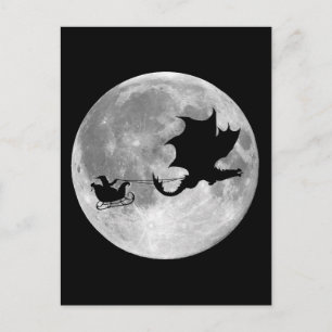 Santa Claus Dragon Rider Sleigh Ride Feiertagspostkarte