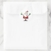 Santa Claus Drink Champagne Runder Aufkleber (Tasche)