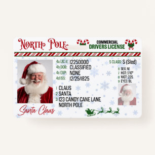 Santa Claus Driver License Christmas Abzeichen Ausweis