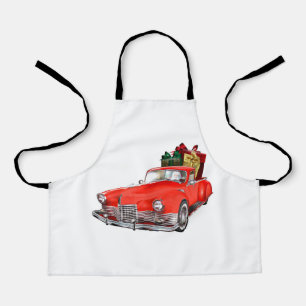 Santa Claus driving a retro car with giftsb Schürze
