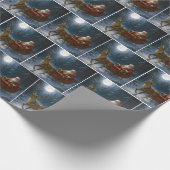 Santa Claus Driving a Sleigh In Moonlight Geschenkpapier (Ecke)