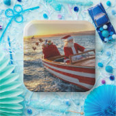 Santa Claus Driving a Speedboat Pappteller (Party)