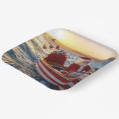 Santa Claus Driving a Speedboat Pappteller (Gewinkelt)