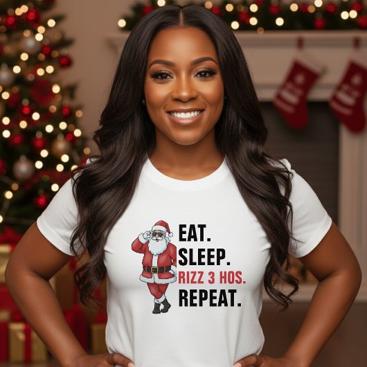 Santa Claus Eat Sleep Rizzmas Repeat Christmas T-Shirt