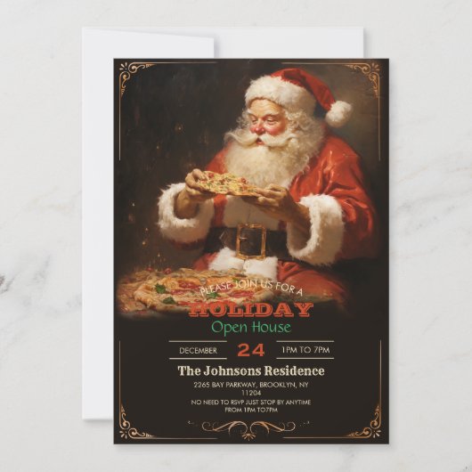 Santa Claus Eating Pizza Einladung (Vorderseite)