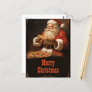 Santa Claus Eating Pizza Postkarte