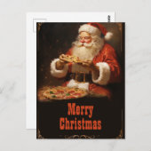 Santa Claus Eating Pizza Postkarte (Vorne/Hinten)