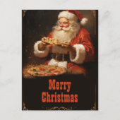 Santa Claus Eating Pizza Postkarte (Vorderseite)