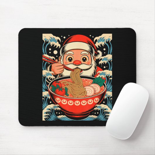 Santa Claus Eating Ramen Noodles Japanese Christma Mousepad (Mit Mouse)