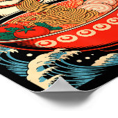 Santa Claus Eating Ramen Noodles Japanese Christma Poster (Ecke)