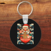 Santa Claus Eating Ramen Noodles Japanese Christma Schlüsselanhänger (Vorderseite)