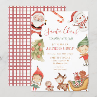 Santa Claus Elves Weihnachts Kindergeburtstag Part Einladung