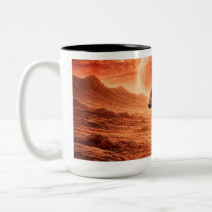 Santa Claus erkundet den orangen Planeten Zweifarbige Tasse