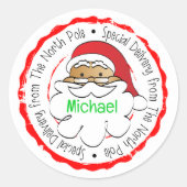 Santa Claus Ethnic Kids Special Delivery Cartoon Runder Aufkleber (Vorderseite)