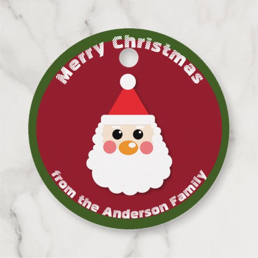 Santa Claus Face auf Red Merry Christmas Geschenkanhänger (Rückseite)