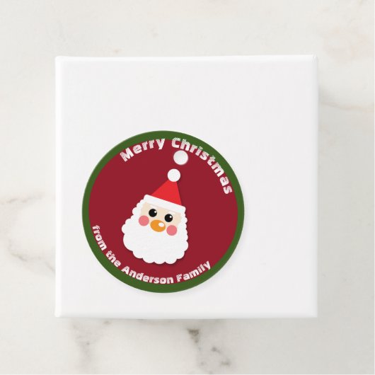 Santa Claus Face auf Red Merry Christmas Geschenkanhänger (Beispiel)