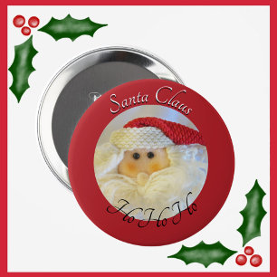 Santa Claus Face Ho Ho Ho mit dem Namen Red Christ Button