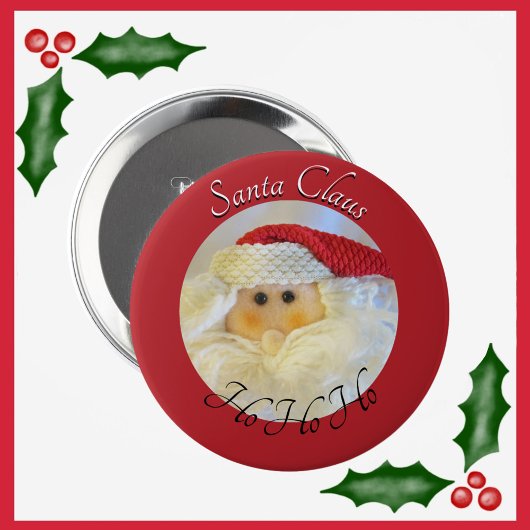 Santa Claus Face Ho Ho Ho mit dem Namen Red Christ Button