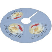 Santa Claus Face Ho Ho Ho Pale Blue Polyester Weihnachtsbaumdecke (Schrägansicht)