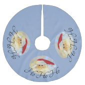 Santa Claus Face Ho Ho Ho Pale Blue Polyester Weihnachtsbaumdecke (Vorderseite)