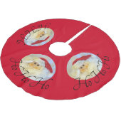 Santa Claus Face Ho Ho Ho Red Polyester Weihnachtsbaumdecke (Schrägansicht)