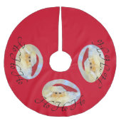 Santa Claus Face Ho Ho Ho Red Polyester Weihnachtsbaumdecke (Vorderseite)