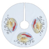 Santa Claus Face Ho Ho Ho White Polyester Weihnachtsbaumdecke (Vorderseite)