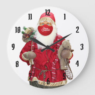 Santa Claus Face Mask Große Wanduhr